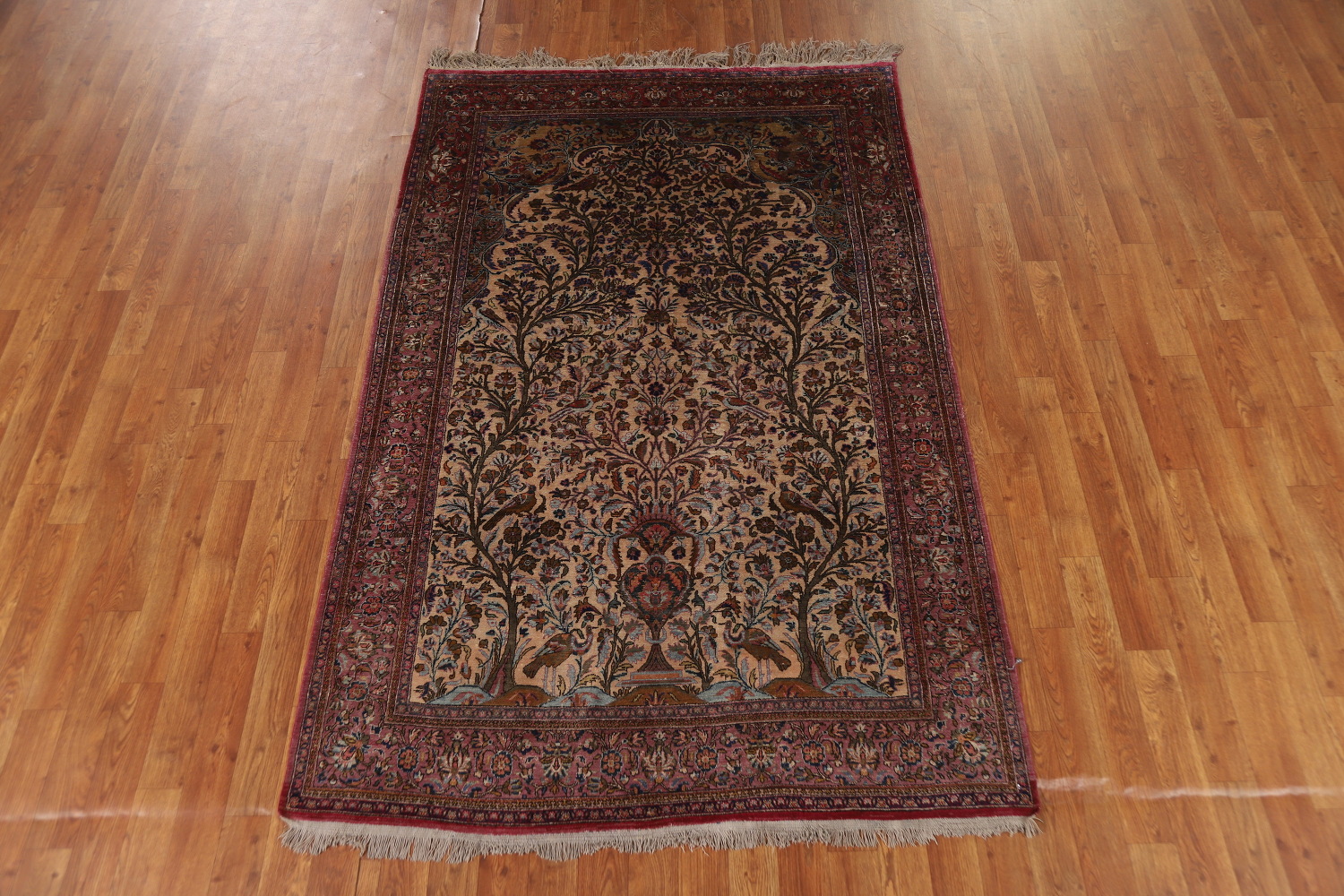 Pre-1900 Antique Vegetable Dye Kashan Persian Rug 4x7