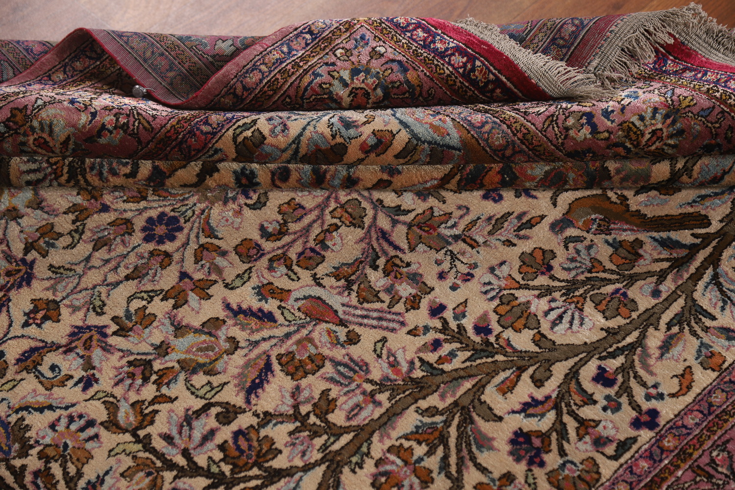 Pre-1900 Antique Vegetable Dye Kashan Persian Rug 4x7