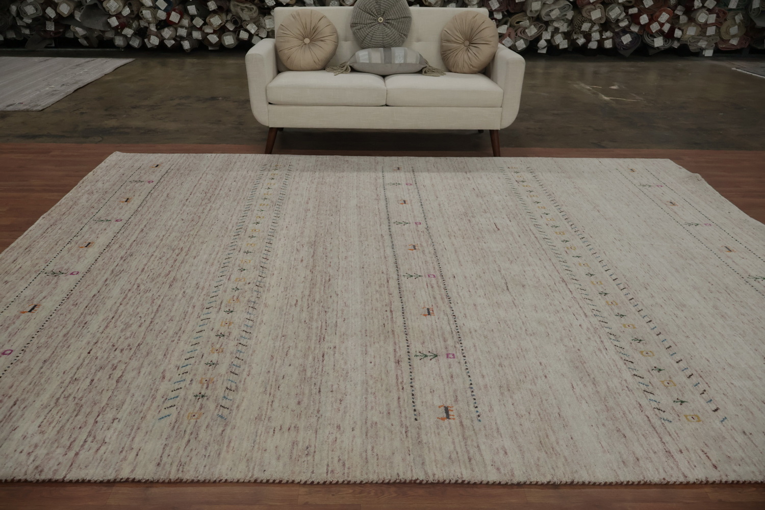 Handmade Gabbeh Indian Area Rug 9x11 with Motifs for Elegant Style