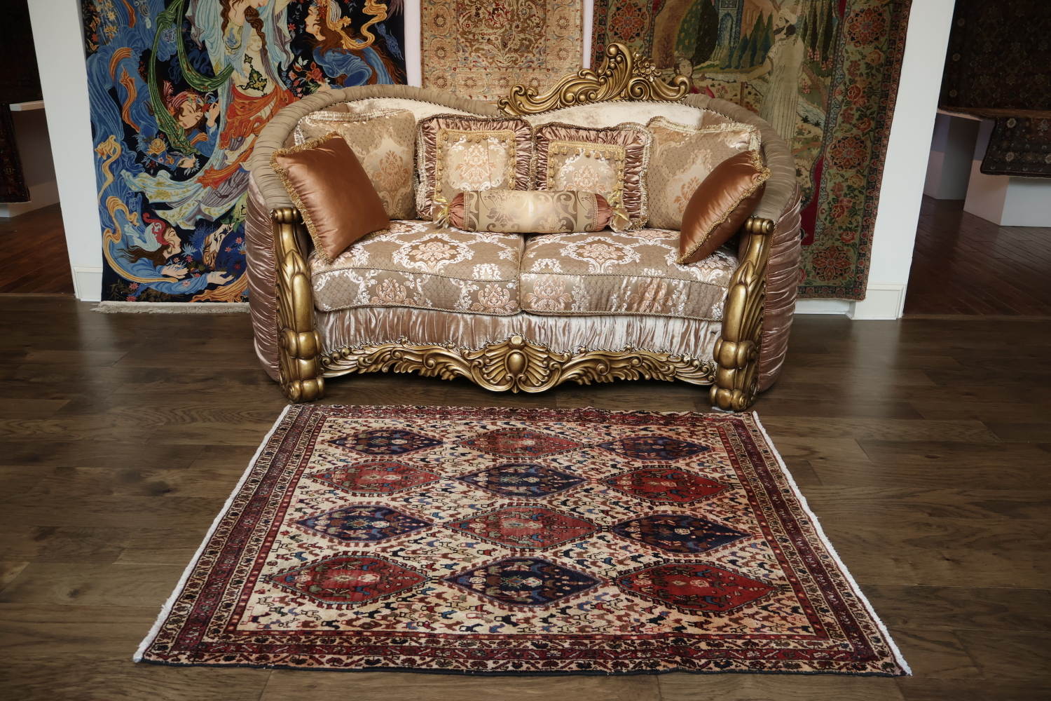 Antique Tribal Shiraz Abadeh Persian Area Rug 4x5