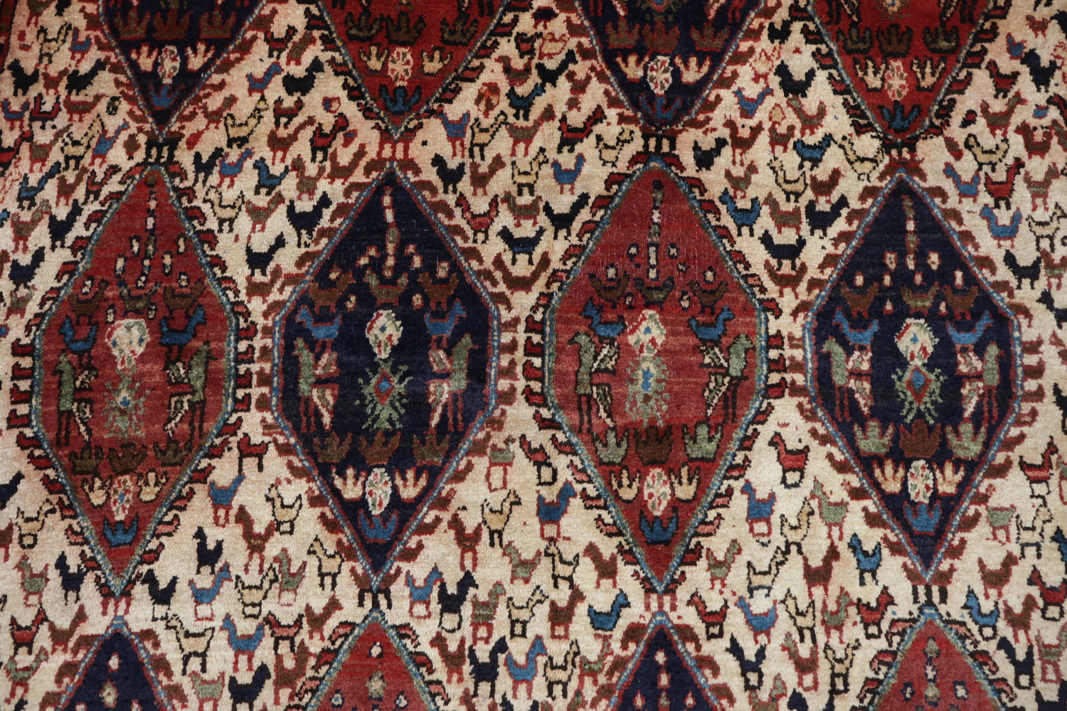 Antique Tribal Shiraz Abadeh Persian Area Rug 4x5