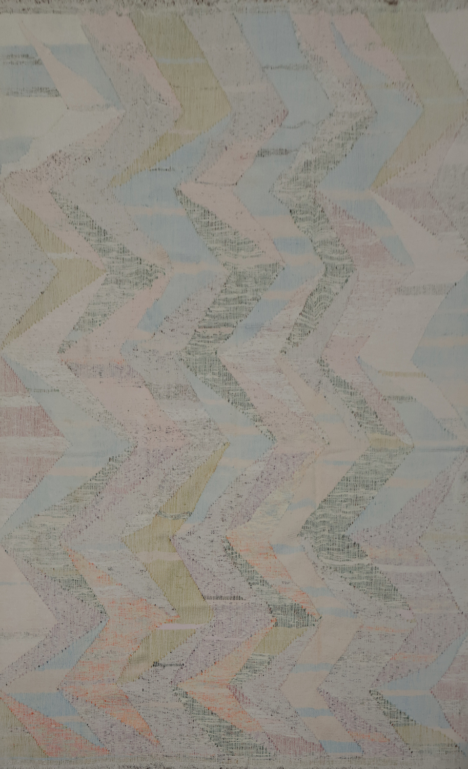 Pastel Chevron Pattern Kilim Area Rug 10x13 for Modern Home Decor
