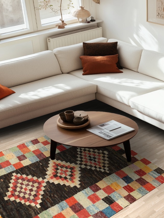 Checkered Wool Moroccan Oriental Rug 5x6