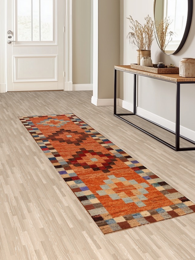 Geometric Wool Moroccan Oriental Runner Rug 3x10