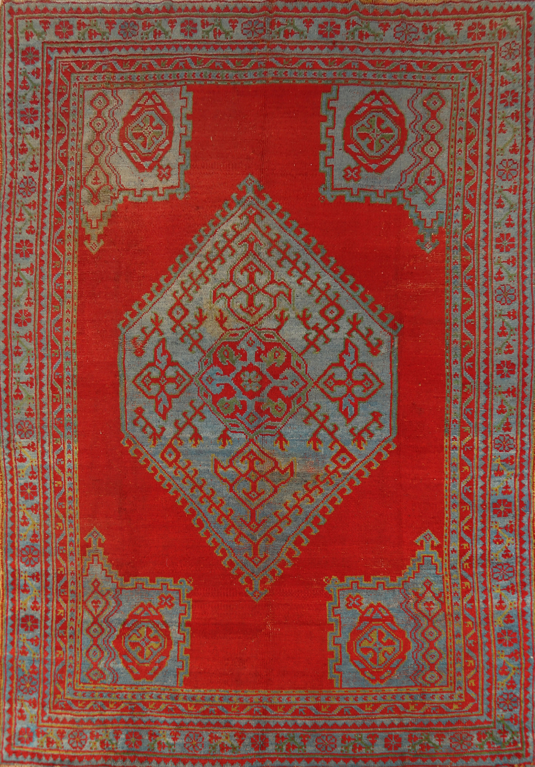 Pre-1900 Antique Vegetable Dye Oushak Turkish Area Rug 7x10