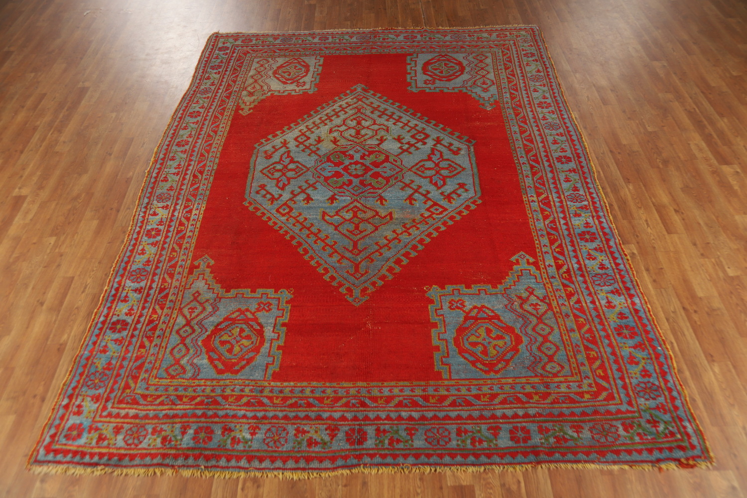 Pre-1900 Antique Vegetable Dye Oushak Turkish Area Rug 7x10