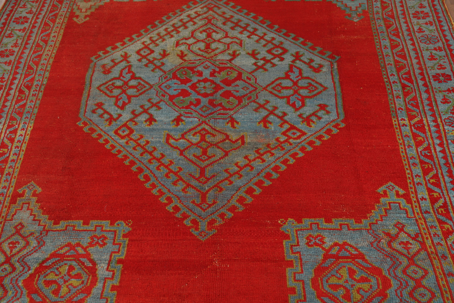 Pre-1900 Antique Vegetable Dye Oushak Turkish Area Rug 7x10