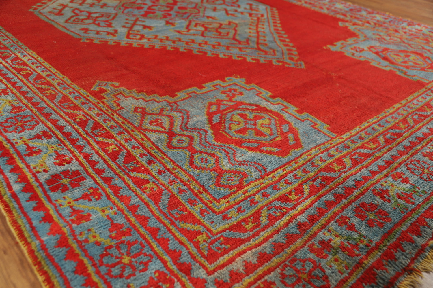 Pre-1900 Antique Vegetable Dye Oushak Turkish Area Rug 7x10