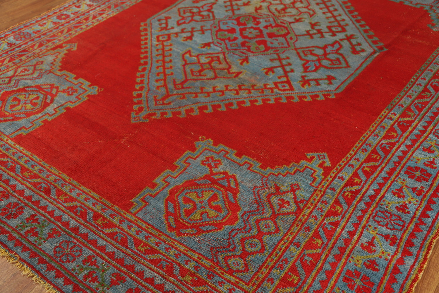Pre-1900 Antique Vegetable Dye Oushak Turkish Area Rug 7x10