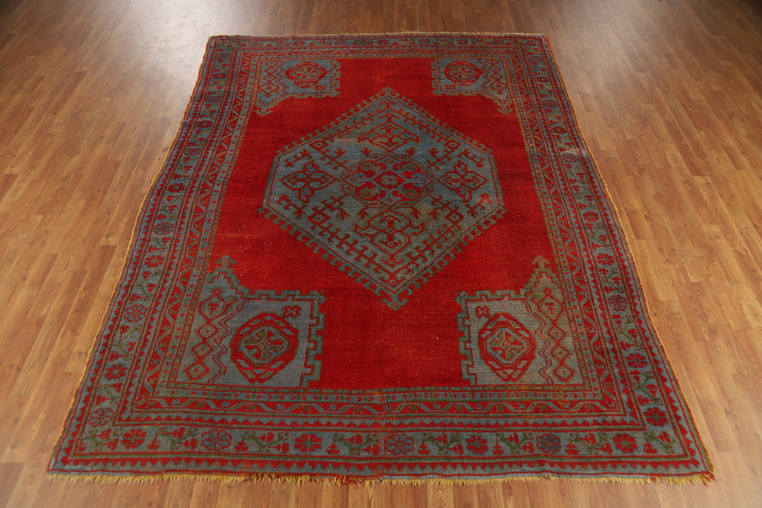 Pre-1900 Antique Vegetable Dye Oushak Turkish Area Rug 7x10