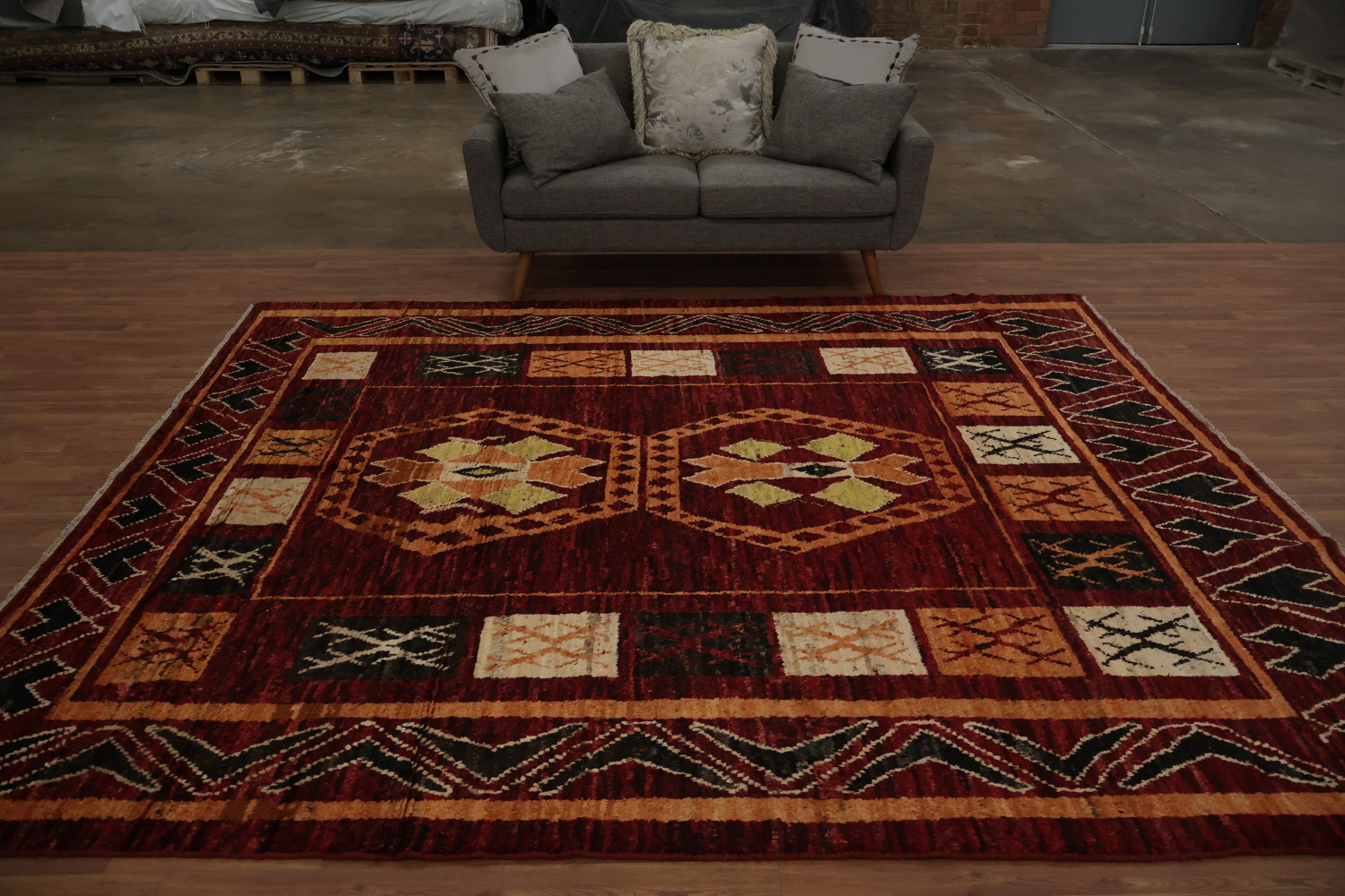 Red Geometric Moroccan Oriental Area Rug 9x10
