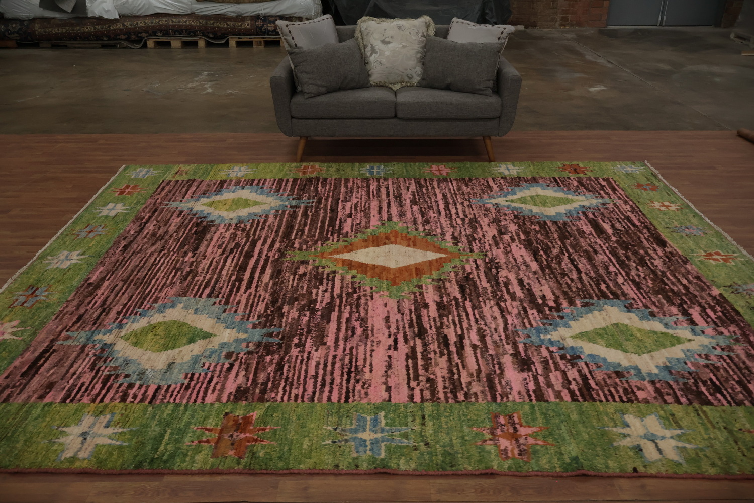 Pink Geometric Moroccan Oriental Area Rug 9x12