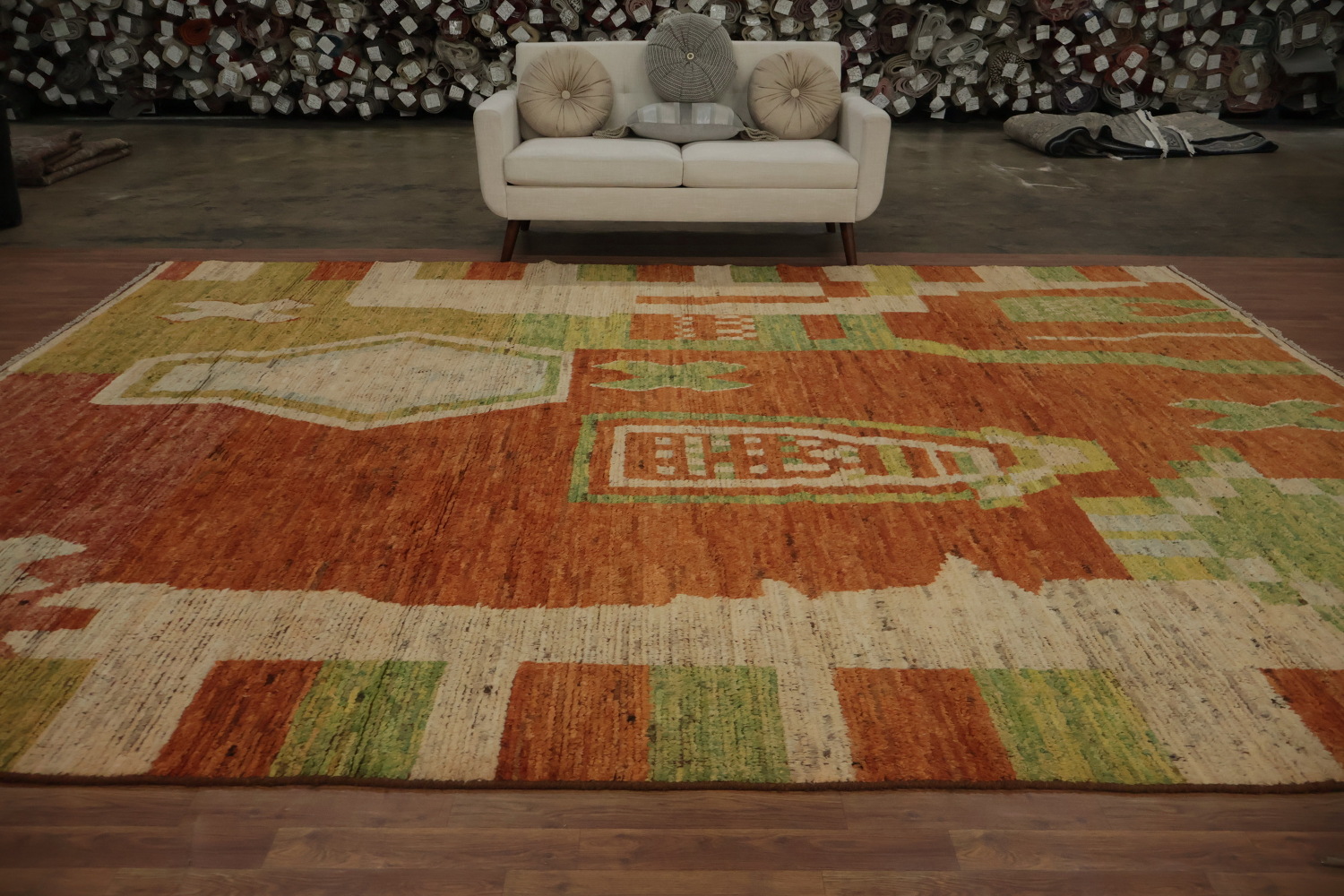 Vibrant Geometric Accents Wool Moroccan Large Rug 10x14