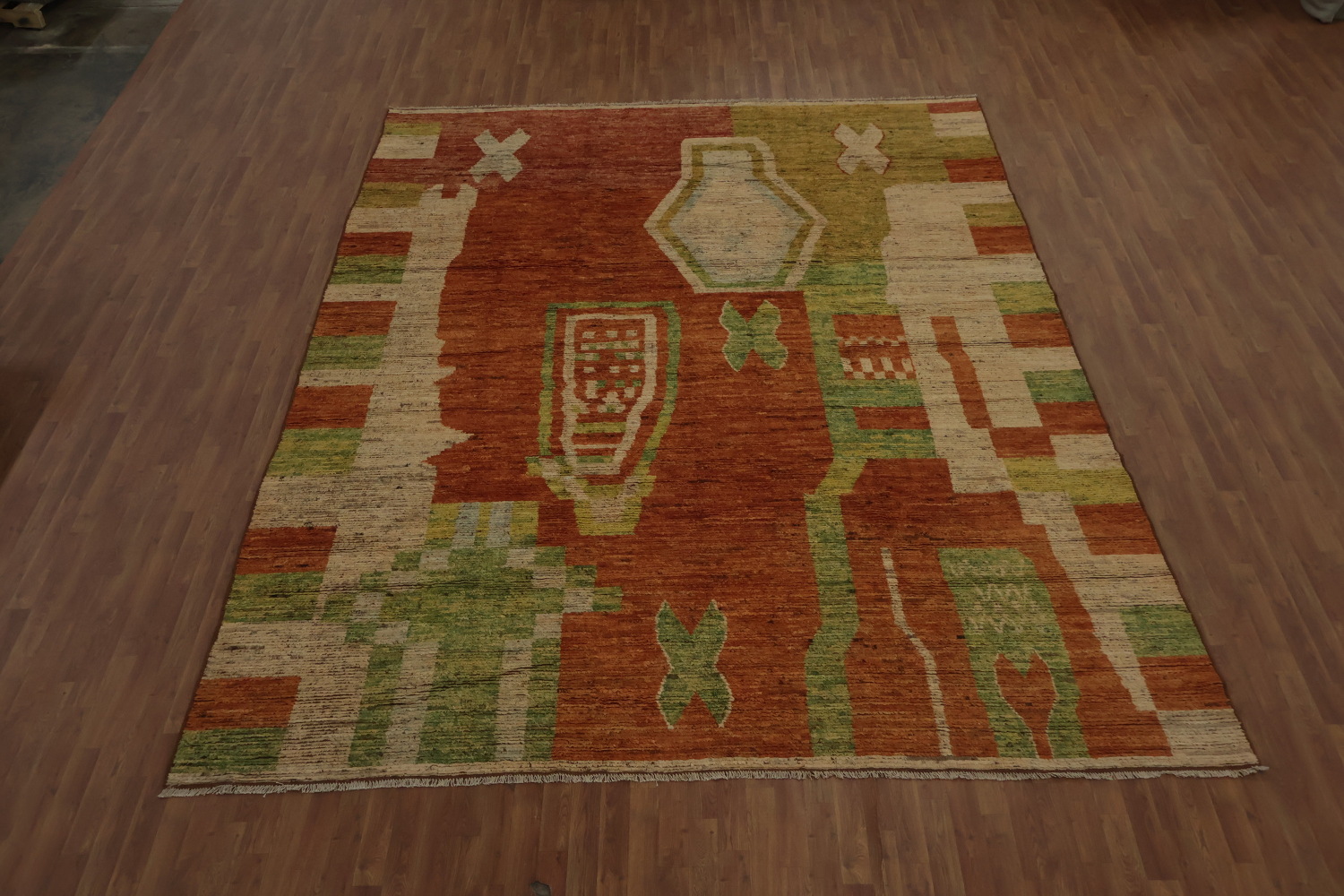 Vibrant Geometric Accents Wool Moroccan Large Rug 10x14