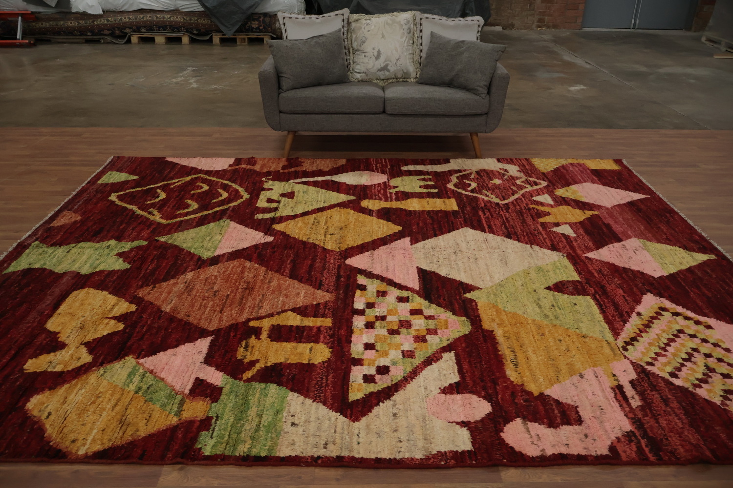 Unique Geometric and Warm Moroccan Large Area Rug 9x12