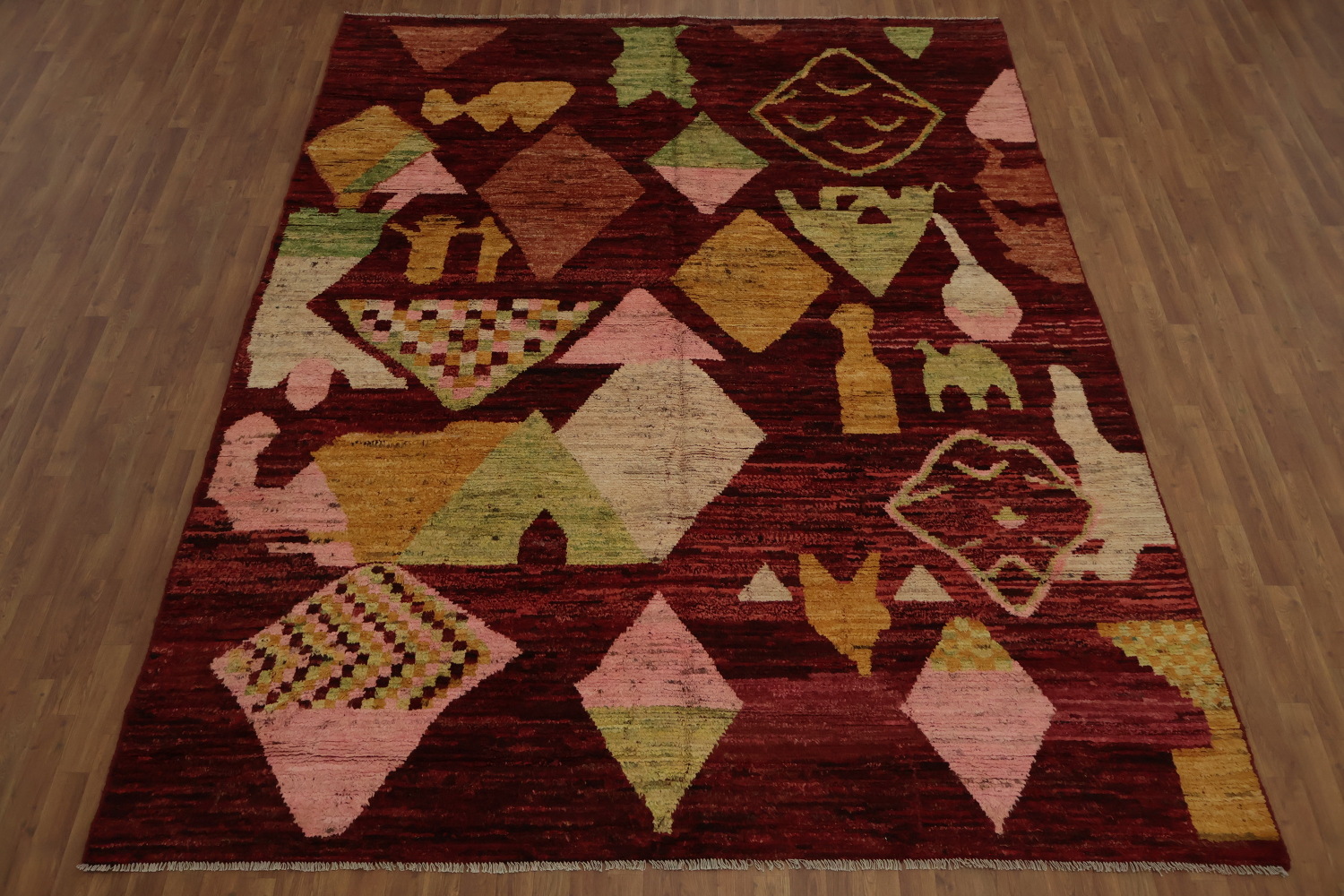 Unique Geometric and Warm Moroccan Large Area Rug 9x12