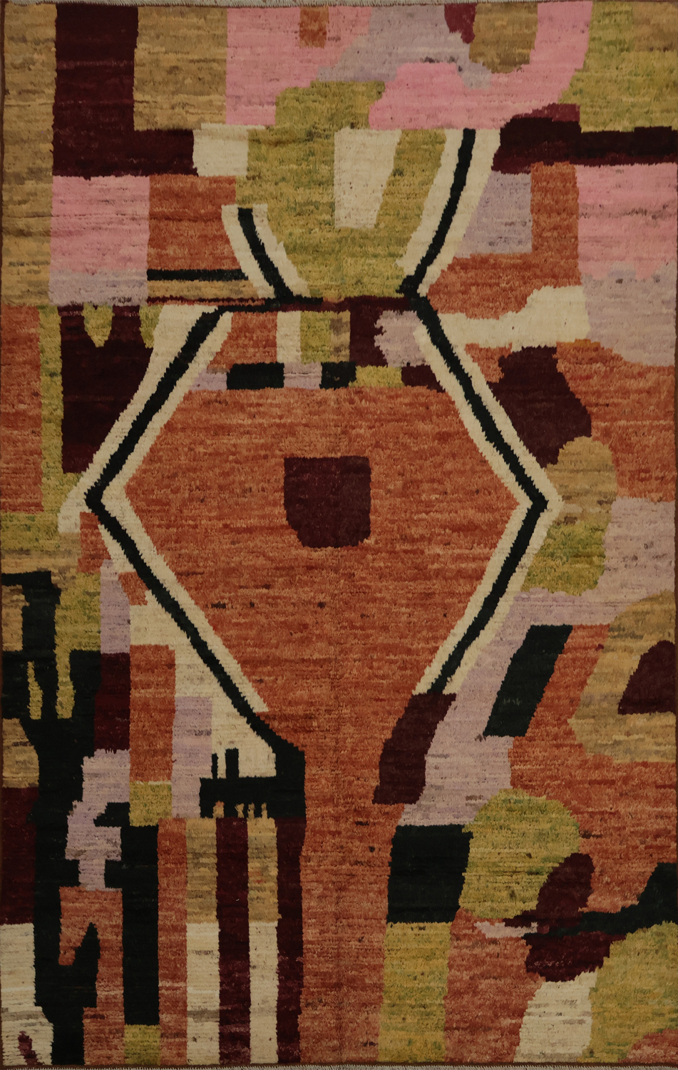 Modern Abstract Wool Moroccan Area Rug 7x10 with Earthy Hues