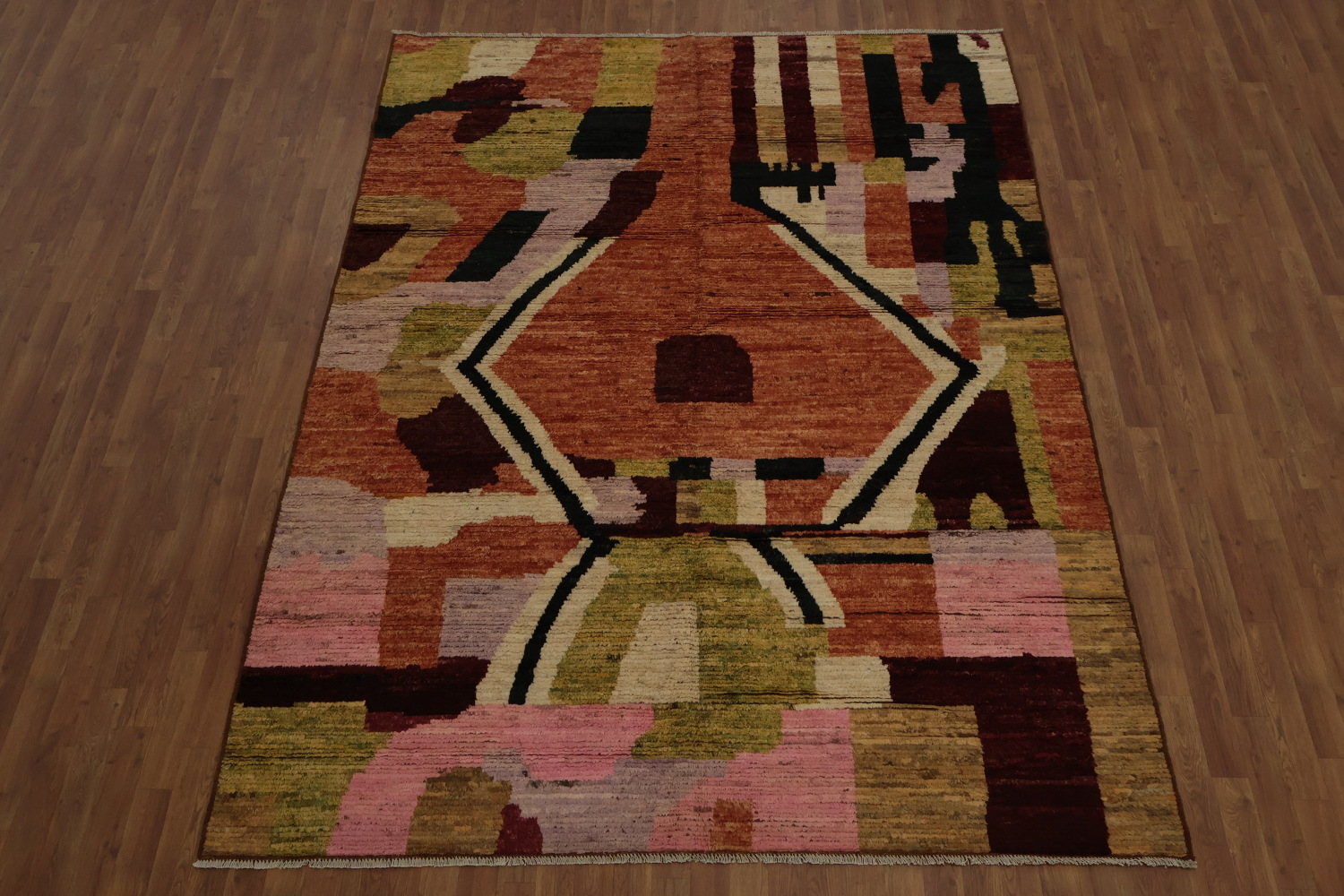 Modern Abstract Wool Moroccan Area Rug 7x10 with Earthy Hues