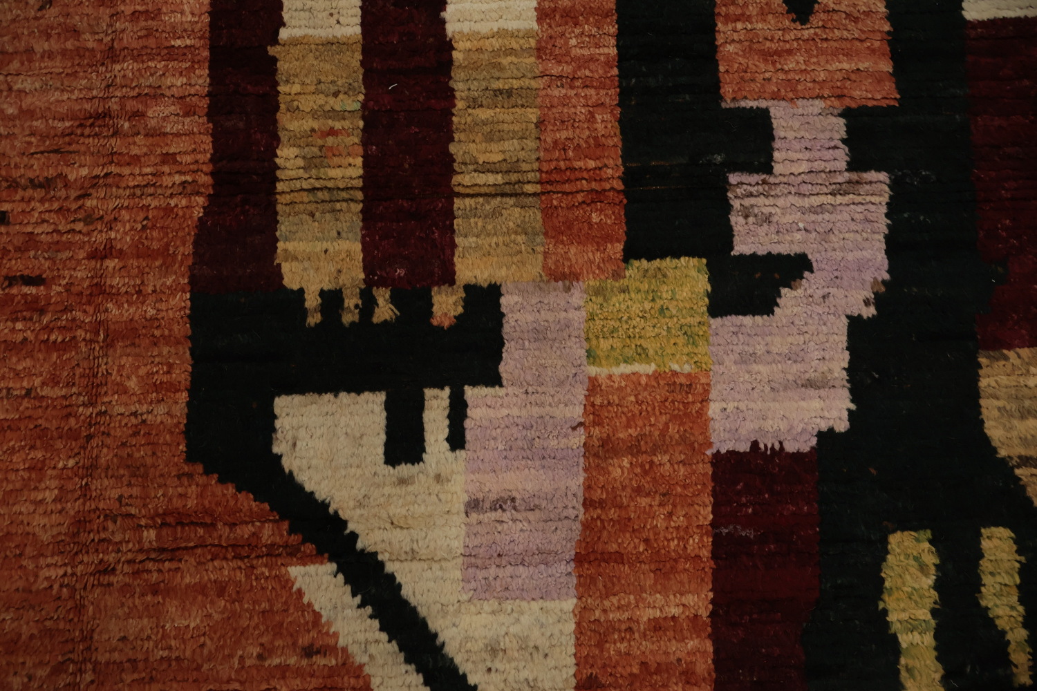 Modern Abstract Wool Moroccan Area Rug 7x10 with Earthy Hues