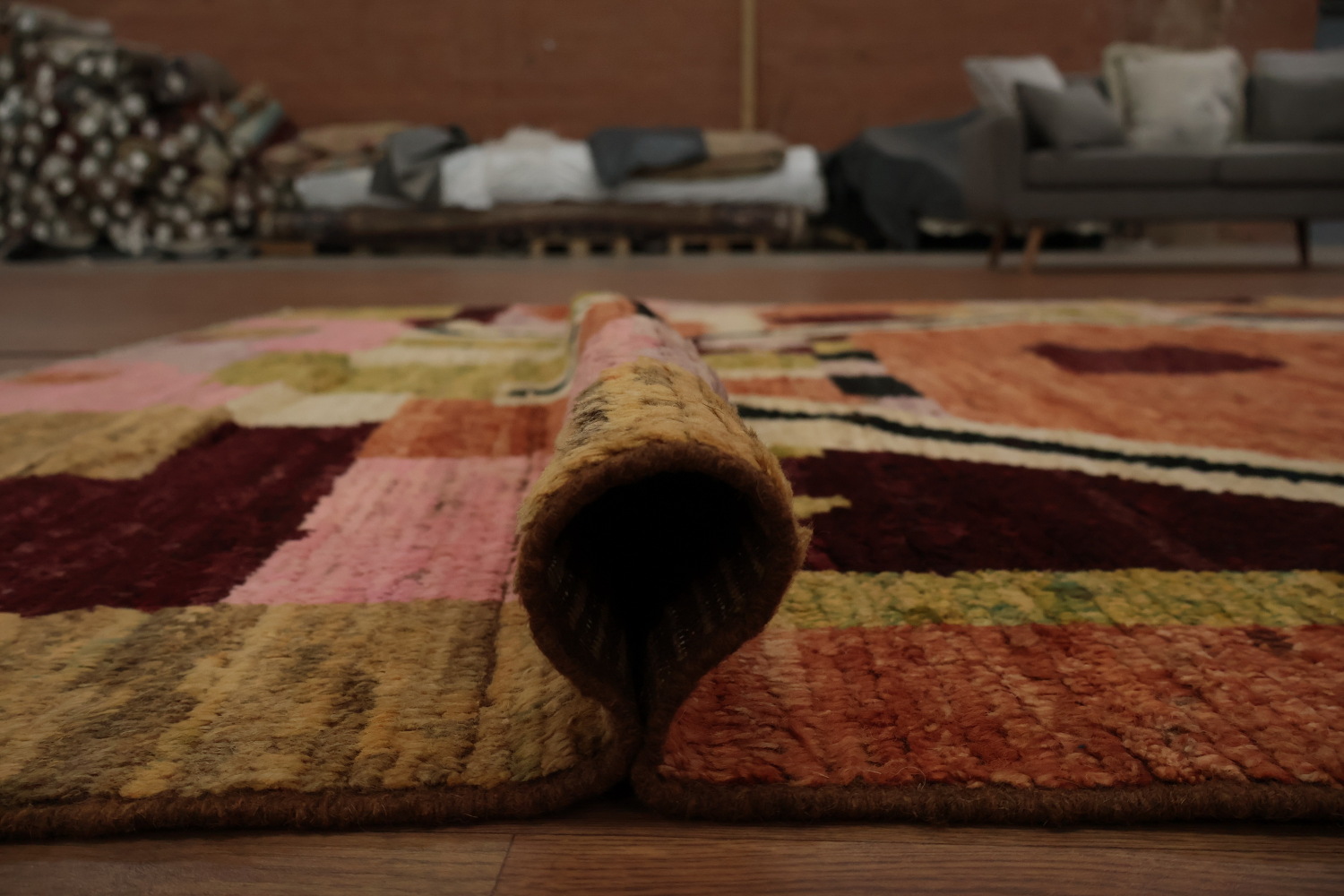 Modern Abstract Wool Moroccan Area Rug 7x10 with Earthy Hues