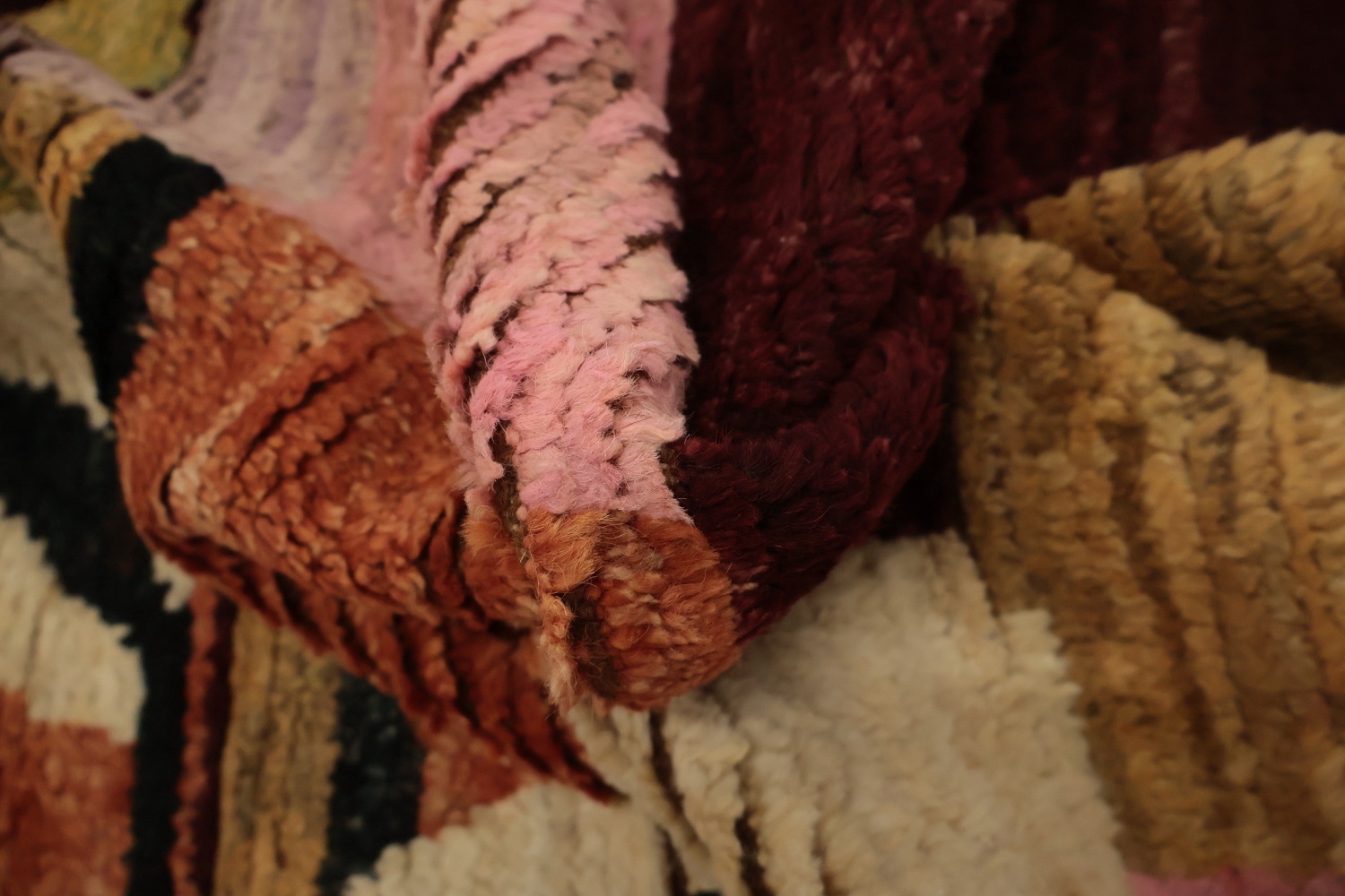 Modern Abstract Wool Moroccan Area Rug 7x10 with Earthy Hues
