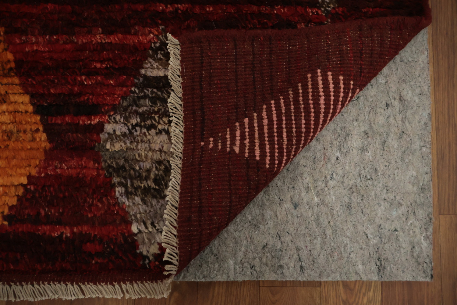 Elegant Red Moroccan Area Rug 8x10 with Color Diamond Accents