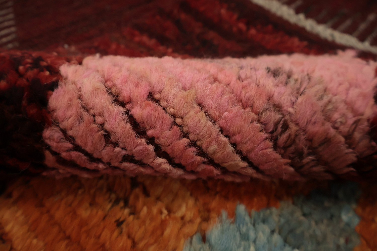 Elegant Red Moroccan Area Rug 8x10 with Color Diamond Accents