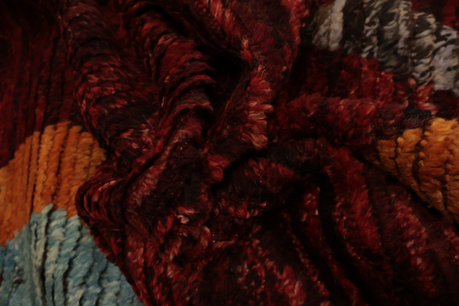 Elegant Red Moroccan Area Rug 8x10 with Color Diamond Accents