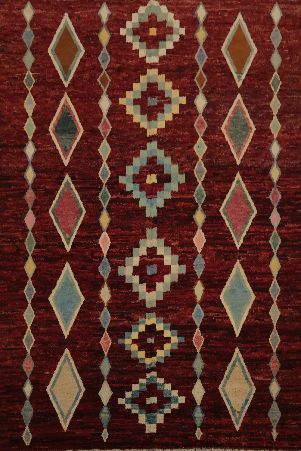 Vibrant Diamond Patterns Moroccan Handmade Area Rug 8x10
