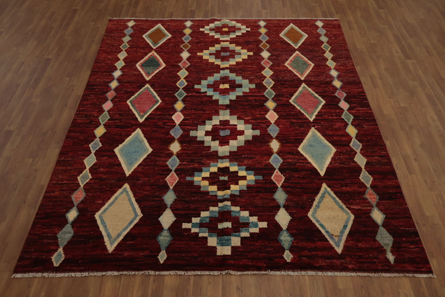 Vibrant Diamond Patterns Moroccan Handmade Area Rug 8x10