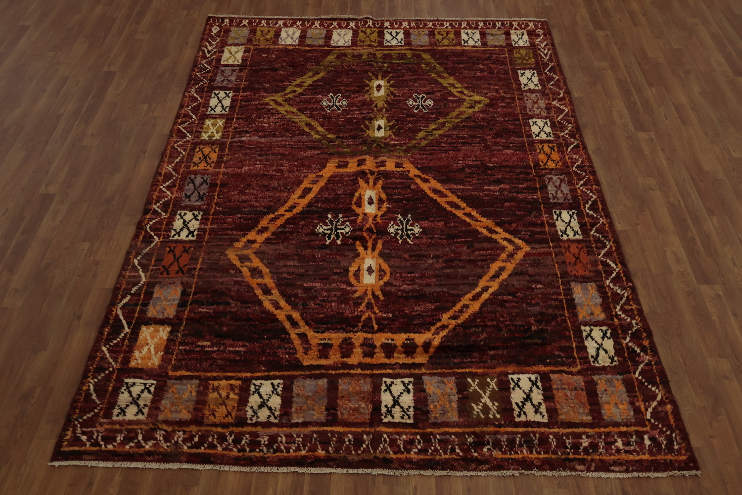 Moroccan Area Rug 7x10 in Deep Earthy Colors with Tribal Influences