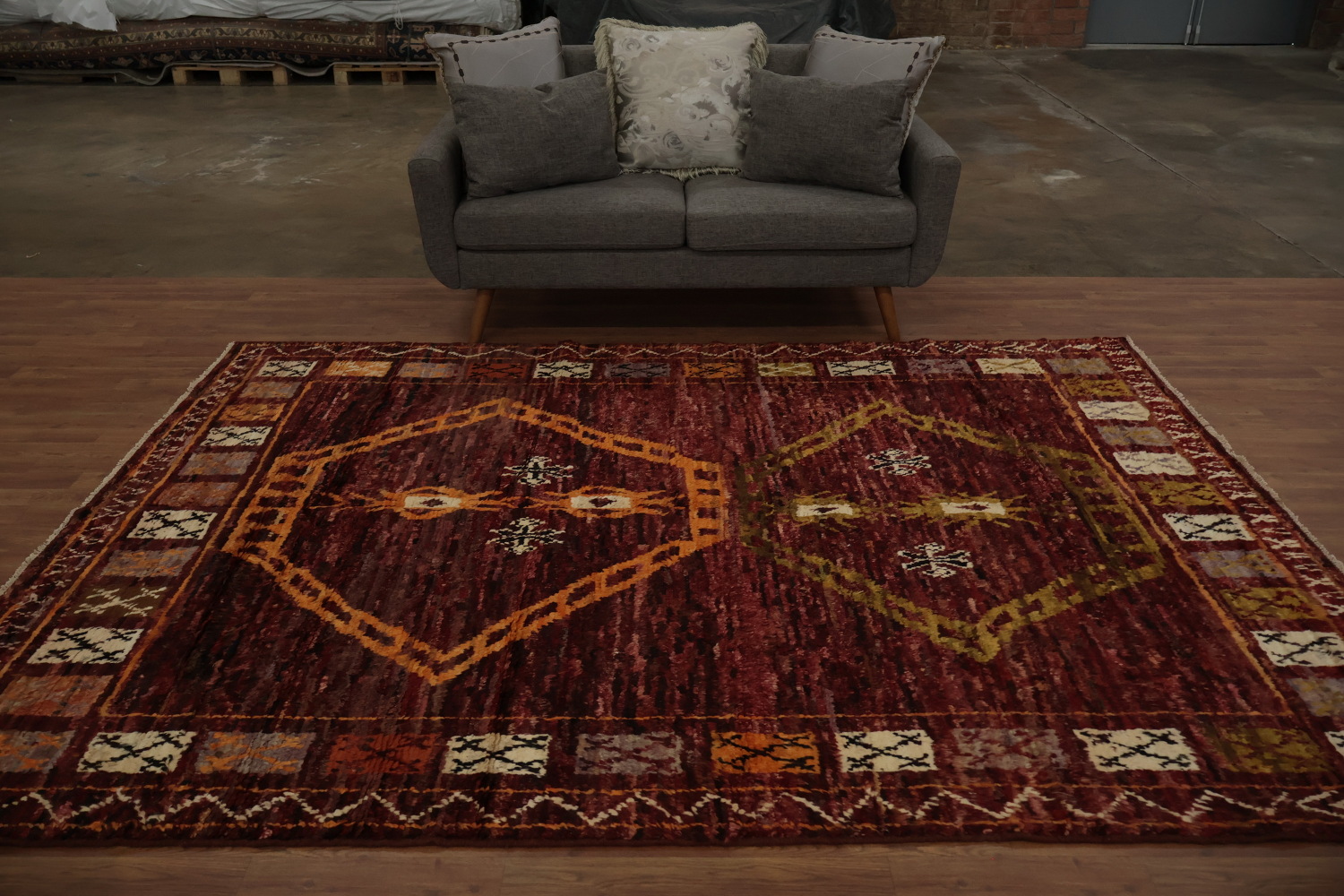 Moroccan Area Rug 7x10 in Deep Earthy Colors with Tribal Influences