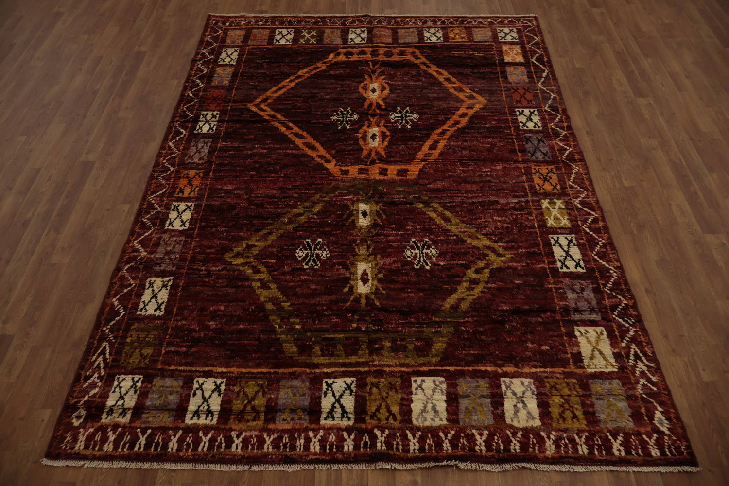 Moroccan Area Rug 7x10 in Deep Earthy Colors with Tribal Influences