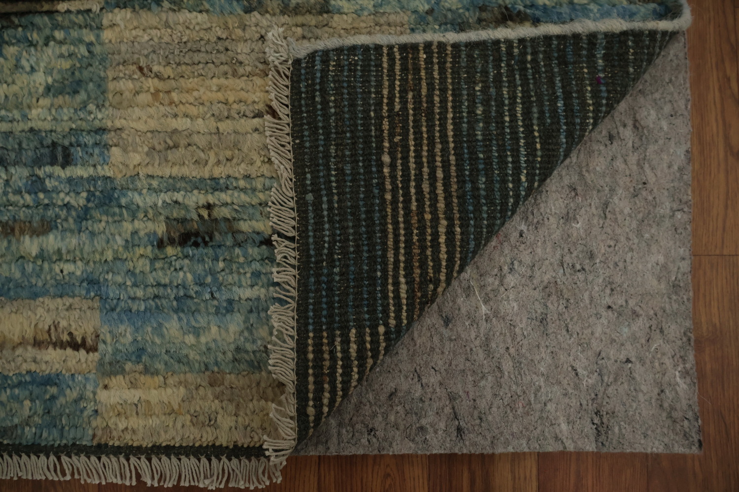 Chic Blocks Moroccan Area Rug 6x9 in Subtle Blue and Beige