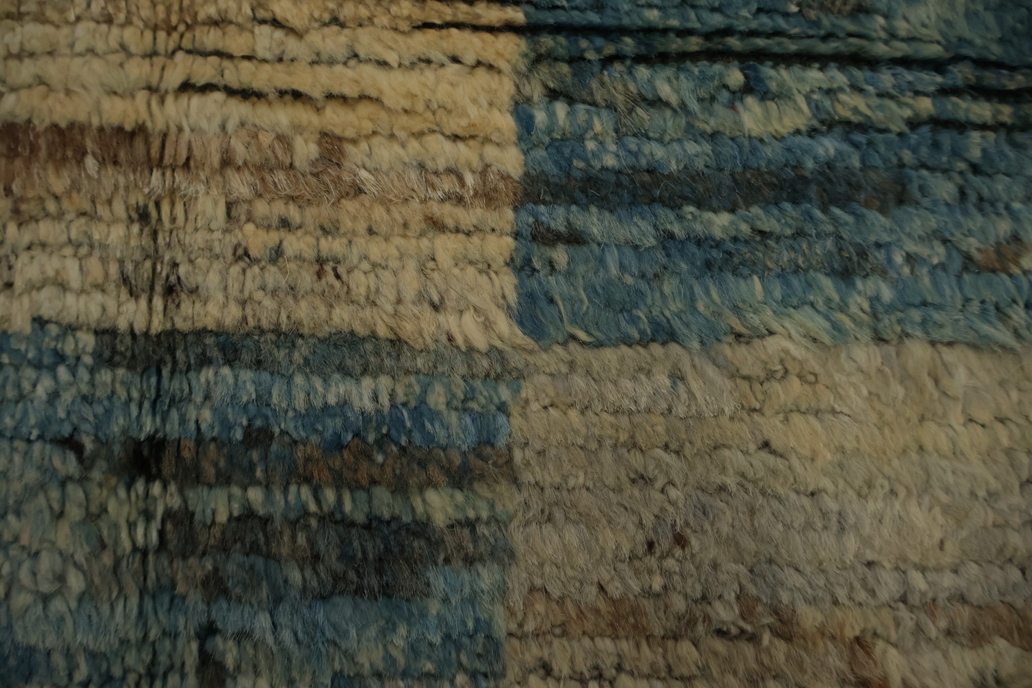 Chic Blocks Moroccan Area Rug 6x9 in Subtle Blue and Beige