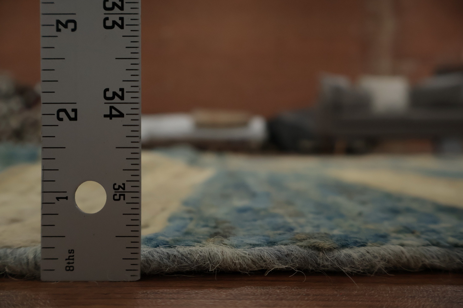 Chic Blocks Moroccan Area Rug 6x9 in Subtle Blue and Beige
