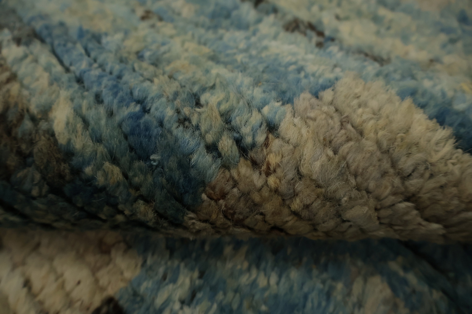 Chic Blocks Moroccan Area Rug 6x9 in Subtle Blue and Beige