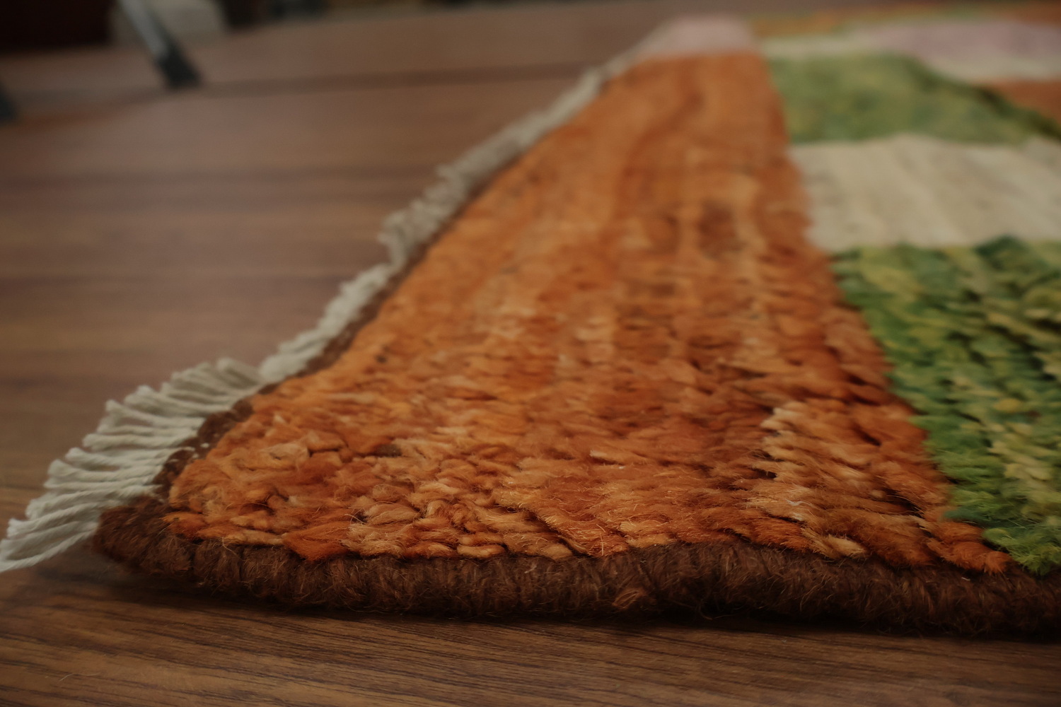 Orange Wool Moroccan Oriental Area Rug 7x10