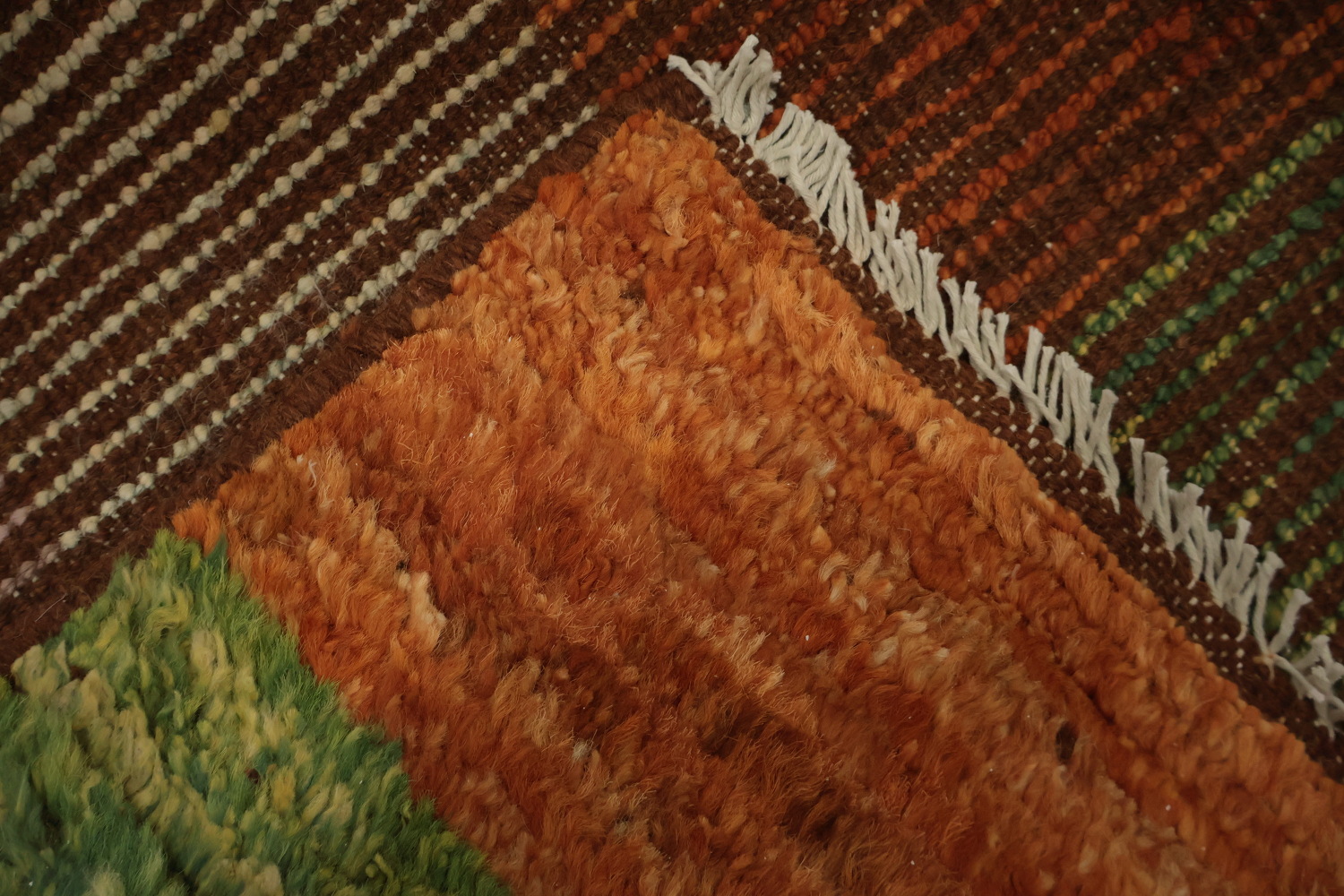 Orange Wool Moroccan Oriental Area Rug 7x10