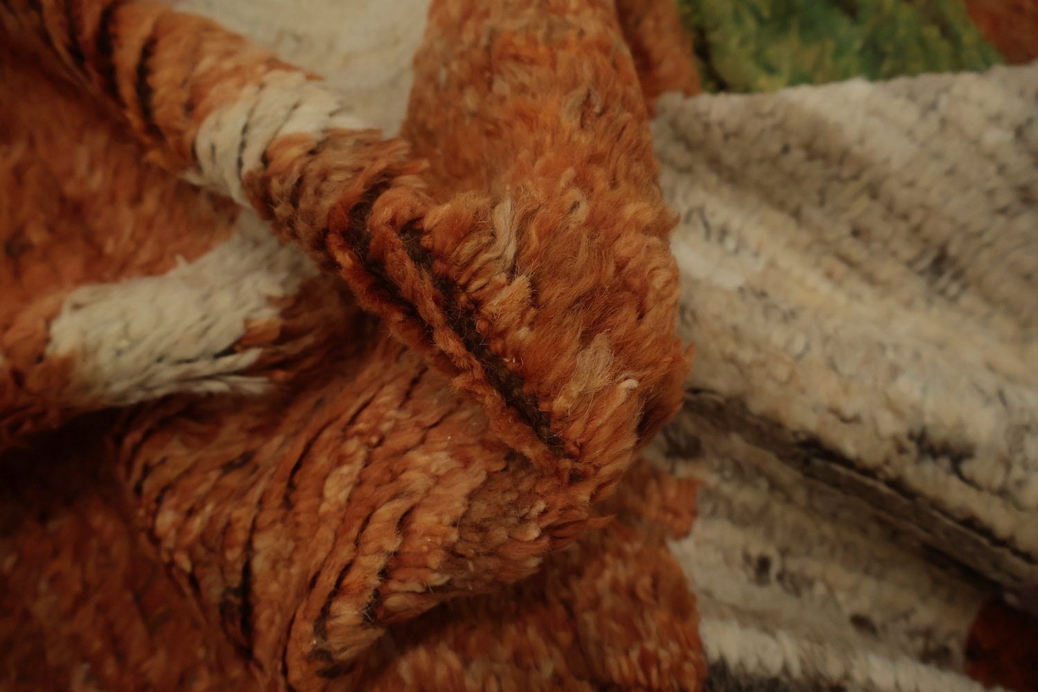 Orange Wool Moroccan Oriental Area Rug 7x10