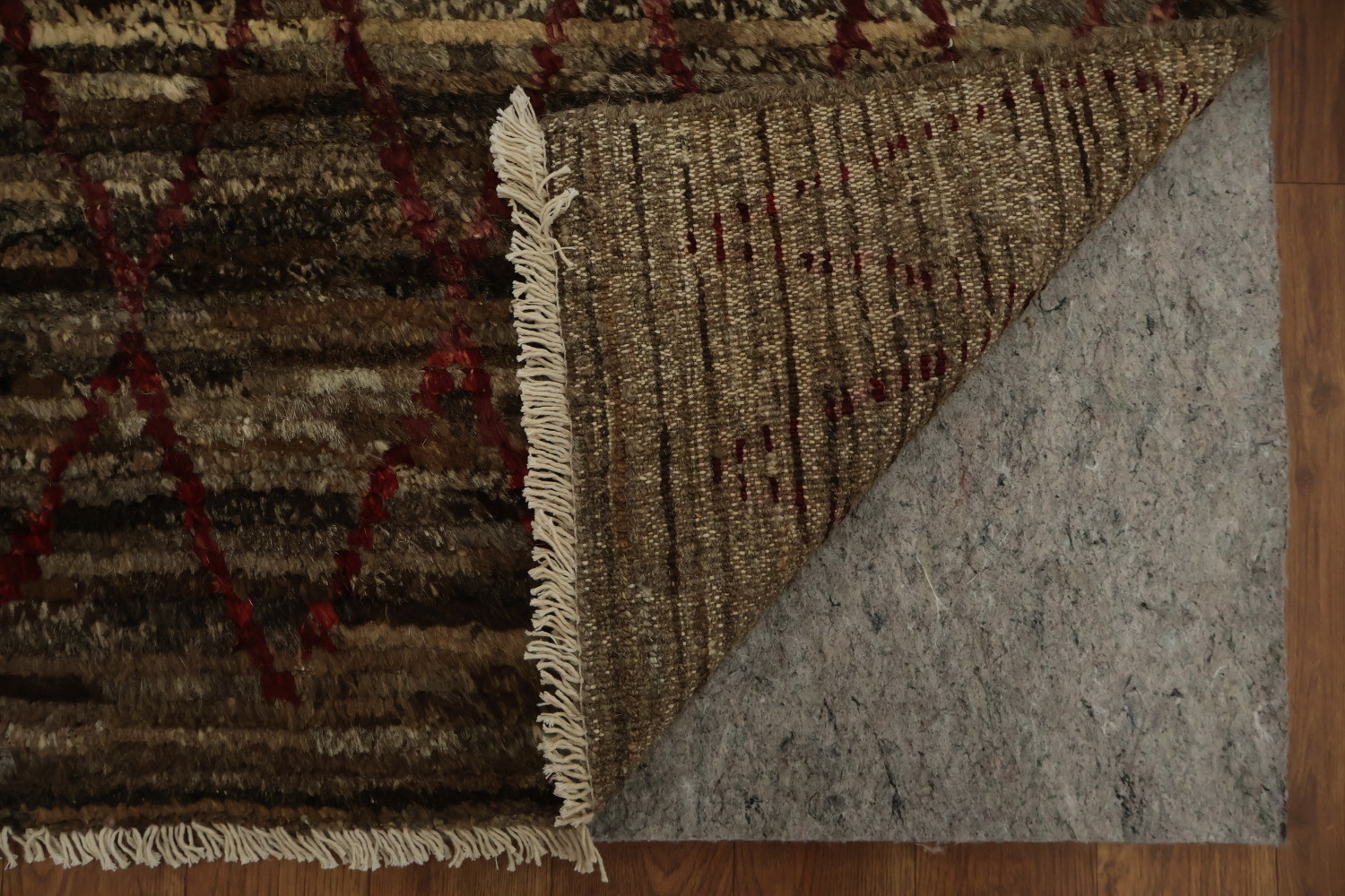 Geometric Handcrafted Moroccan Area Rug 9x10 with Earthy Patterns
