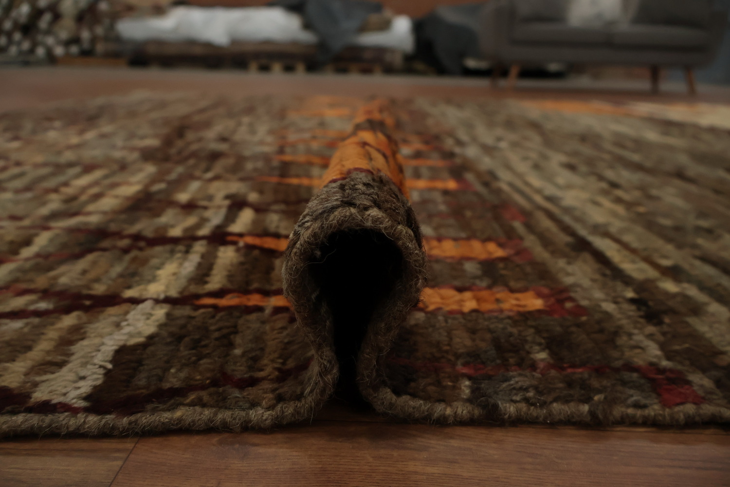 Geometric Handcrafted Moroccan Area Rug 9x10 with Earthy Patterns