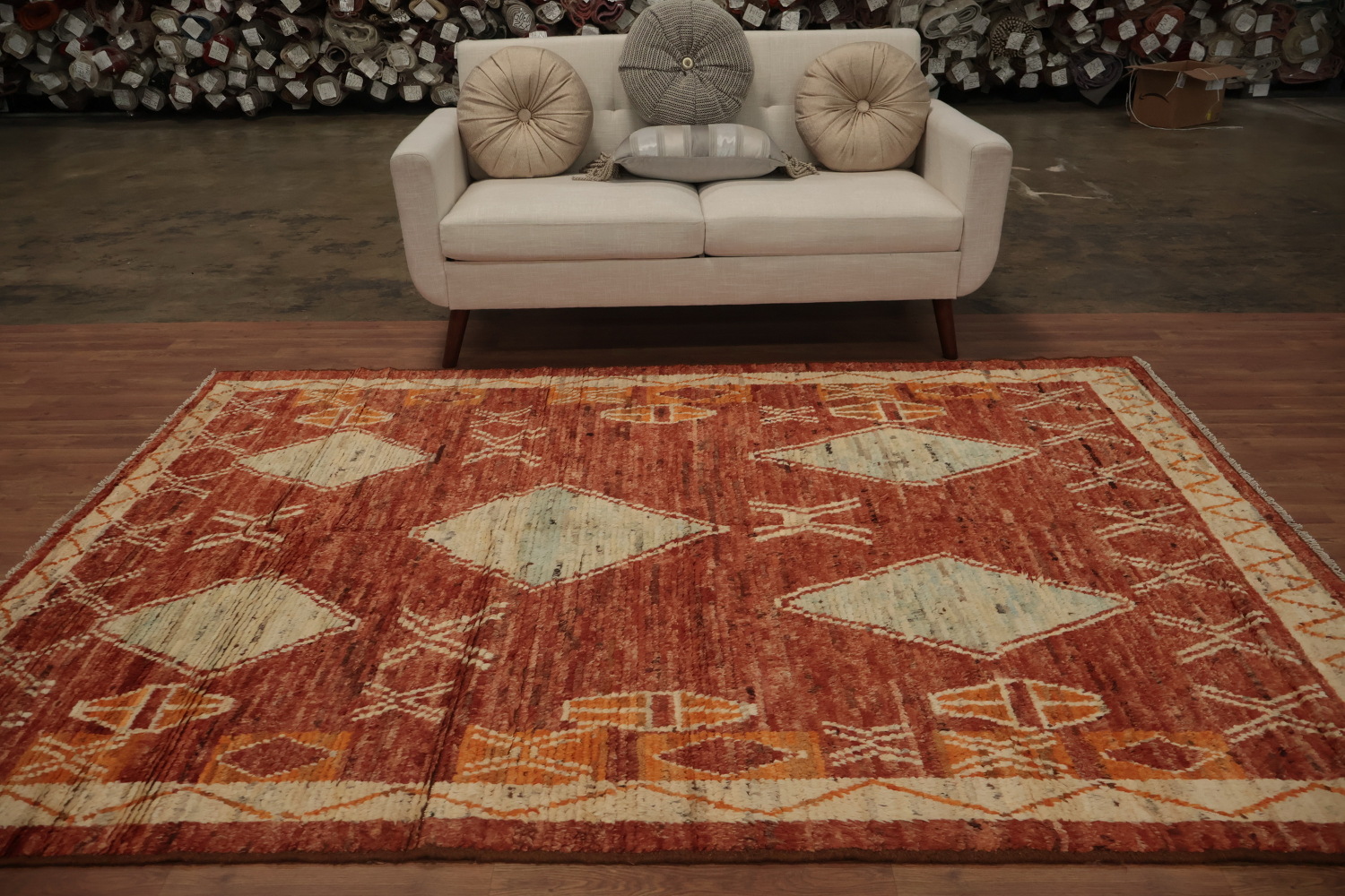 Intricate Tribal Design on a Rich Moroccan Area Rug 6x9