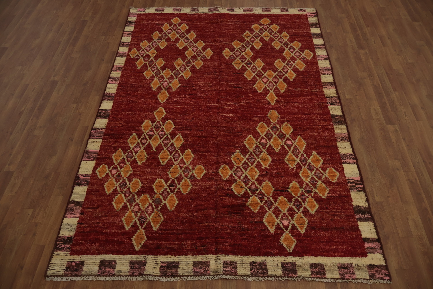 Red Geometric Moroccan Oriental Area Rug 7x10