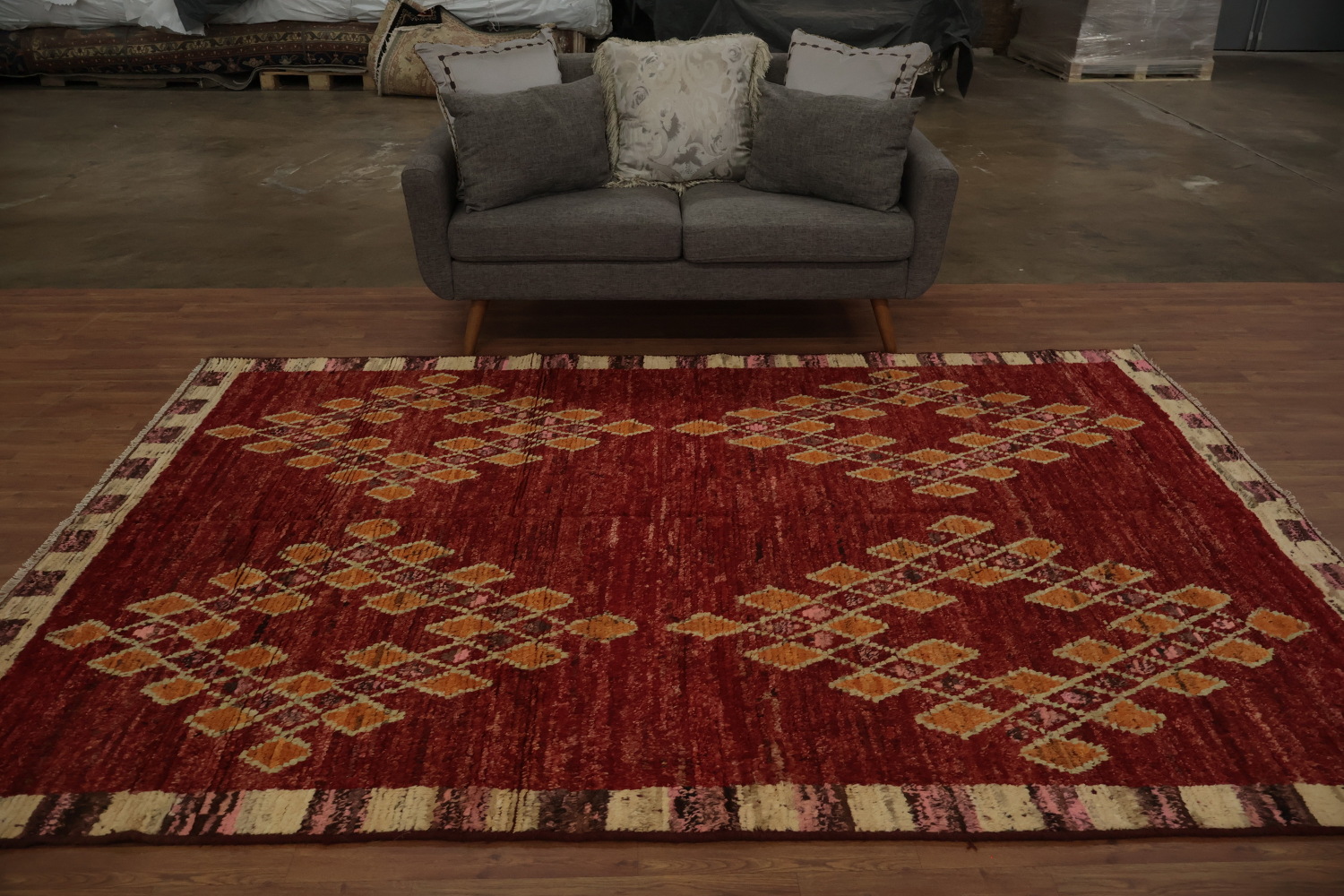 Red Geometric Moroccan Oriental Area Rug 7x10