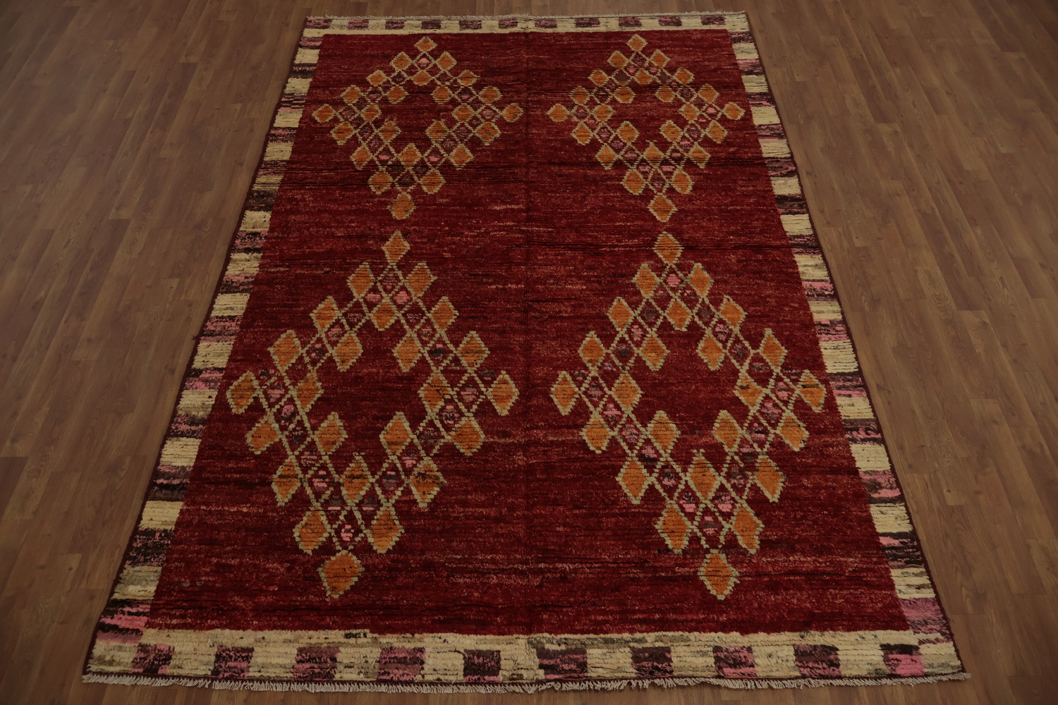Red Geometric Moroccan Oriental Area Rug 7x10