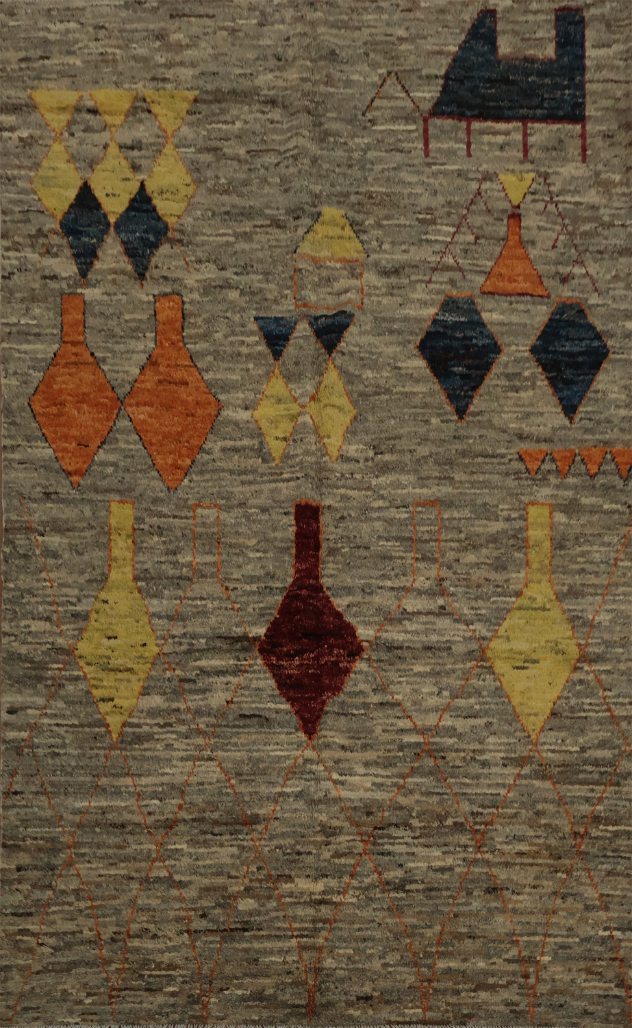 Artisanal Moroccan Area Rug 7x10 with Dynamic Geometric Patterns