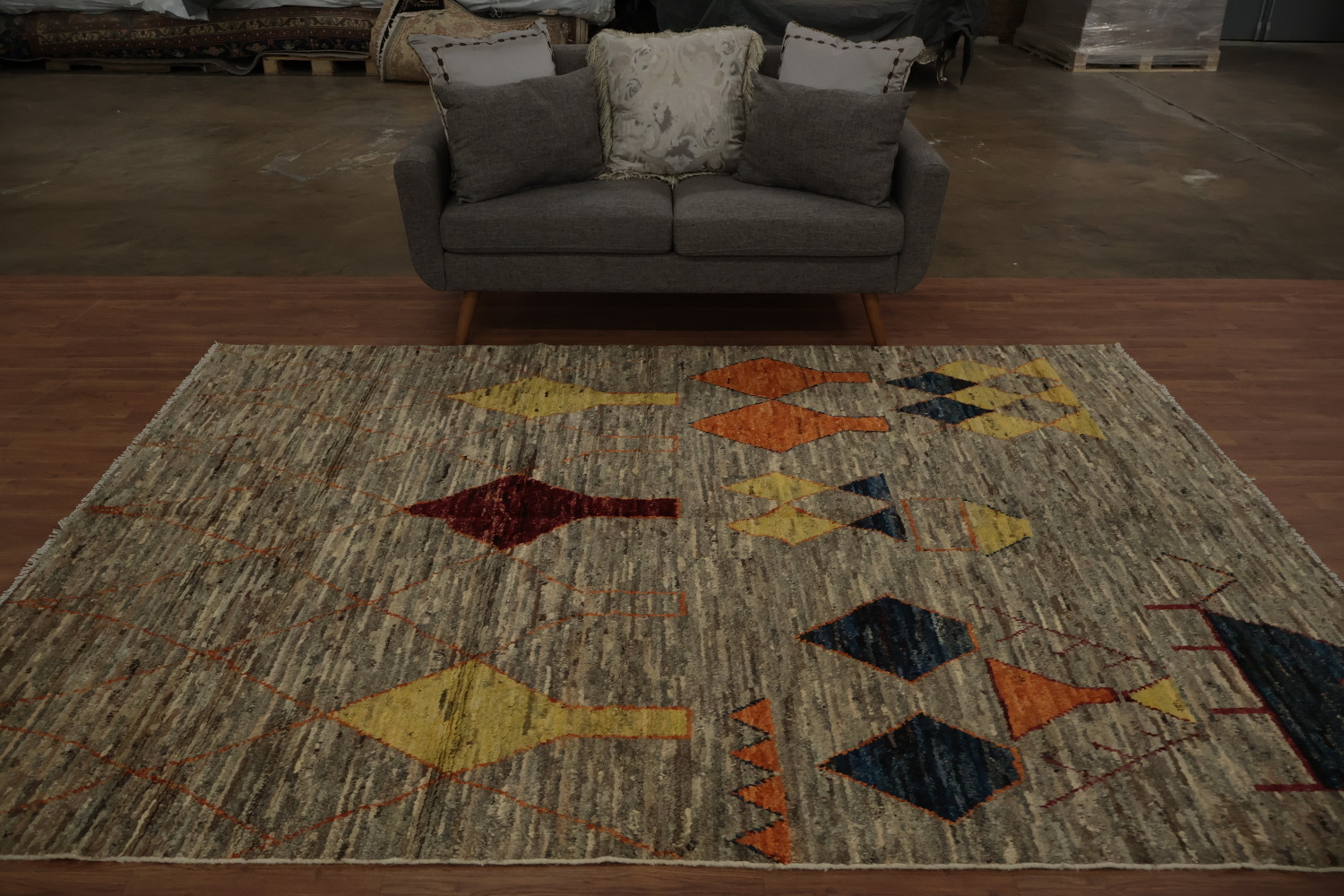 Artisanal Moroccan Area Rug 7x10 with Dynamic Geometric Patterns