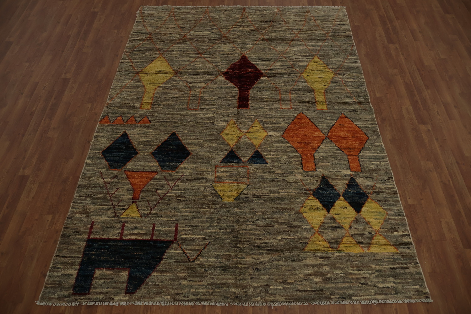 Artisanal Moroccan Area Rug 7x10 with Dynamic Geometric Patterns