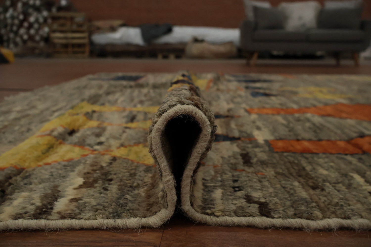 Artisanal Moroccan Area Rug 7x10 with Dynamic Geometric Patterns
